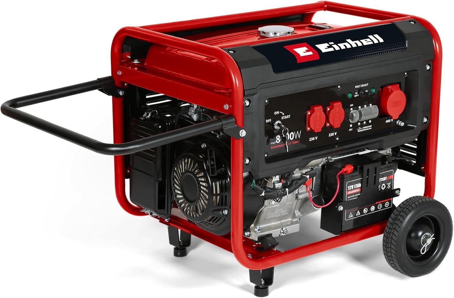Einhell Generatore di corrente benzina TC-PG 8000 potenza di picco 8.000W, potenza continua max. 7000 W, serbatoio 25 l, motore 4 tempi, 2 prese 230 V, 1 presa 400 V, sicurezza mancanza di olio-Comfyia