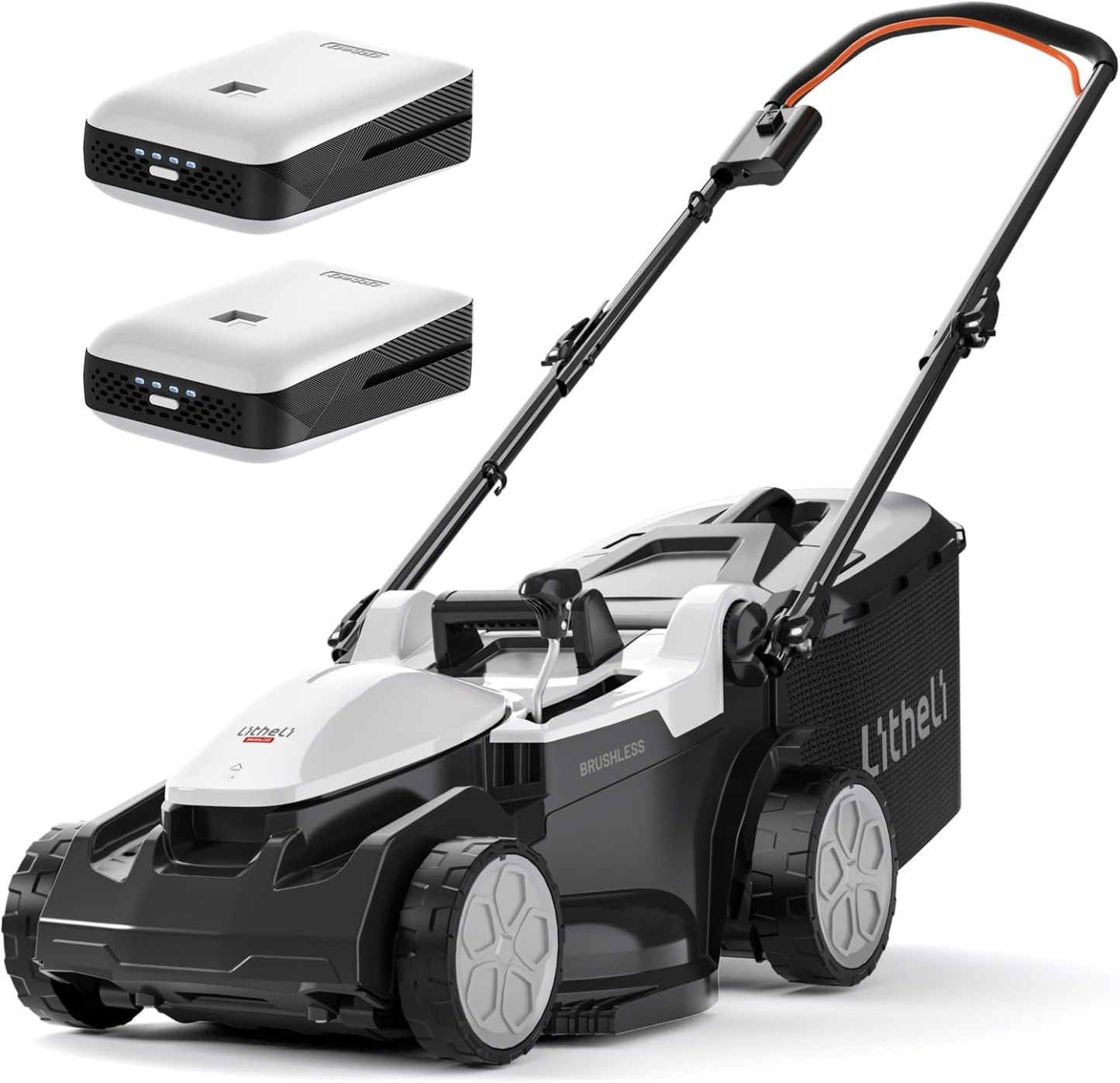 Litheli Tagliaerba Tosaerba a Batteria 37cm, Brushless, Altezza Regolabile 25-75mm, Fino a 300m2, Sacco 40L, Tosaerba Elettrico con 2 x 4.0Ah Batterias-Comfyia