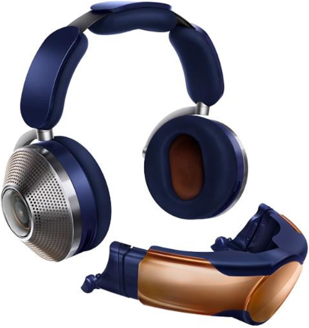 Dyson Zone Absolute - Cuffie Bluetooth senza fili con funzione di purificazione dellaria, colore: Blu notte rame, cancellazione attiva del rumore-Comfyia