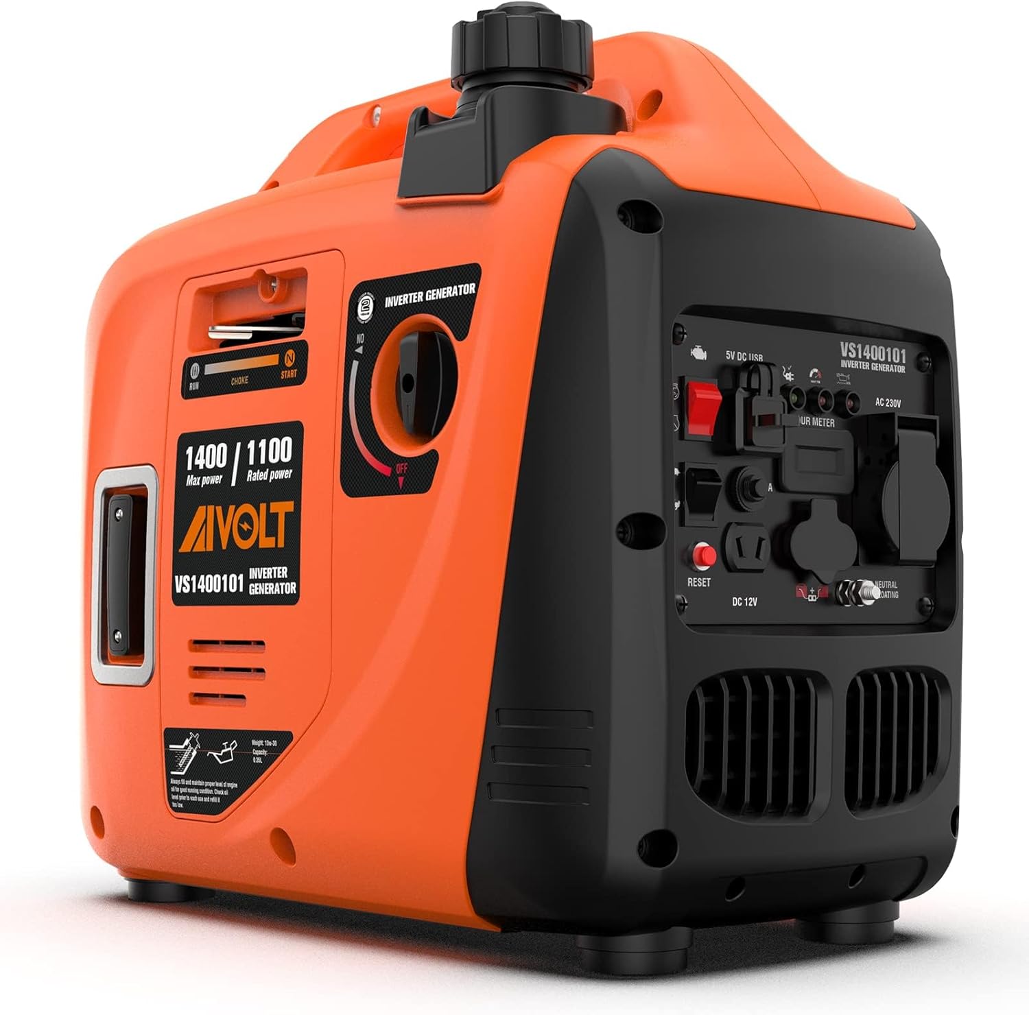 AIVOLT Generatore Inverter 1400 Watt generatore di corrente silenziato gruppo elettrogeno emergenza a benzina silenzioso per campeggio, festival e uso domestico con 2 prese USB, 12V DC e 230 V AC-Comfyia