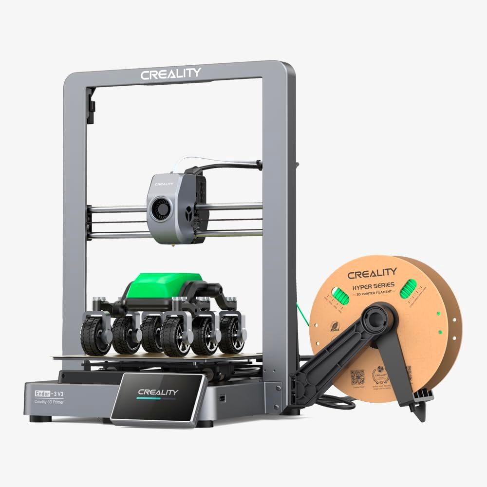 Creality Stampante 3D Ender-3 V3, corpo in metallo pieno con Core XZ per una velocita di stampa di 600 mm s, trusione diretta, 60 W 300 gradi Hotend, due potenti ventole per raffreddamento istantaneo-Comfyia