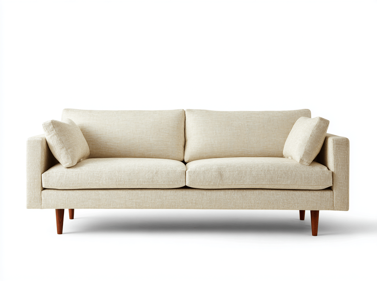 Divano lineare 3 posti tessuto beige 210×90×85 cm - stile moderno con cuscini