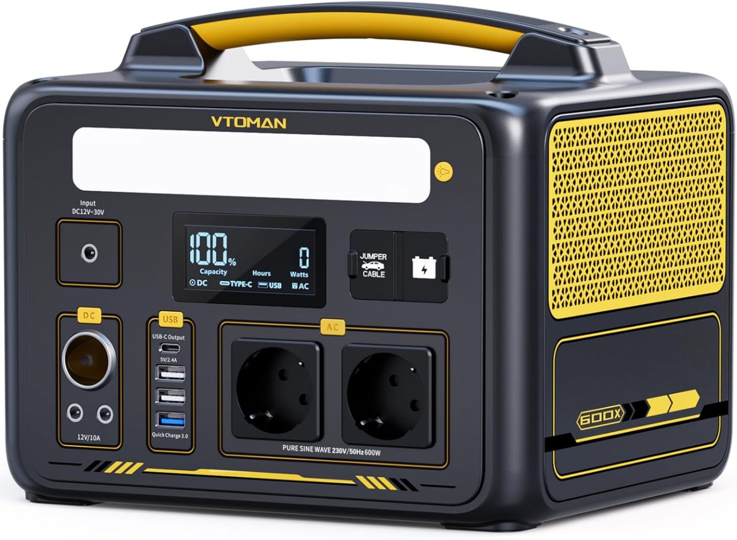 VTOMAN Jump 600X Centrale Elettrica Portatile - 600W 299Wh LiFePO4 Batteria Power Station Generatore Solare, Capacita Espandibile a 939Wh, per Campeggio, Emergenza, Viaggio-Comfyia