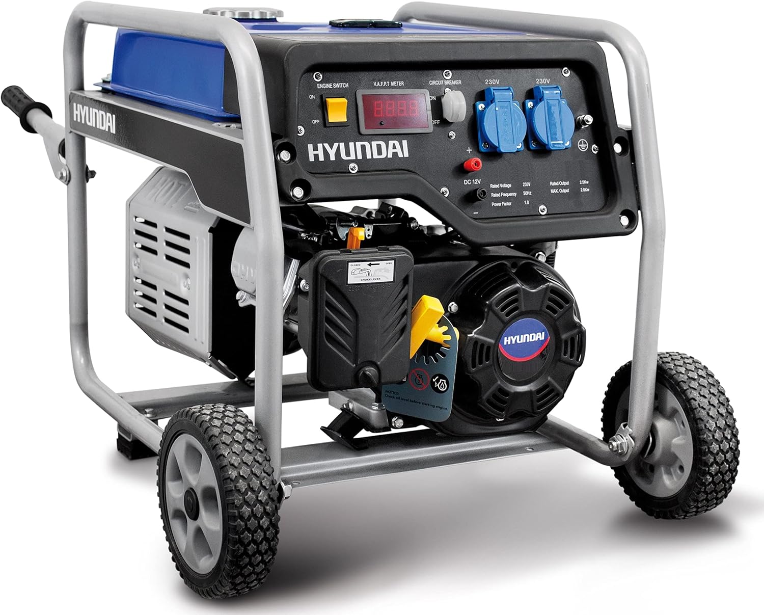 Hyundai HY4000 gruppo elettrogeno a benzina Generatore di corrente 3,0 Kw 230V carrellato-Comfyia
