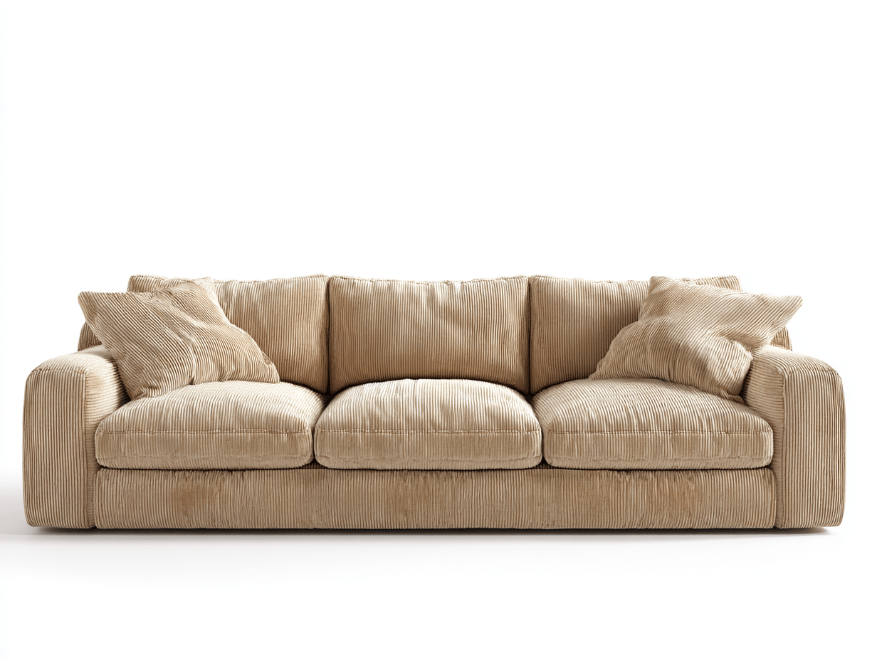 Divano lineare 3 posti velluto a coste 215×98×88 cm – beige – design moderno con seduta profonda e cuscini inclusi-Comfyia