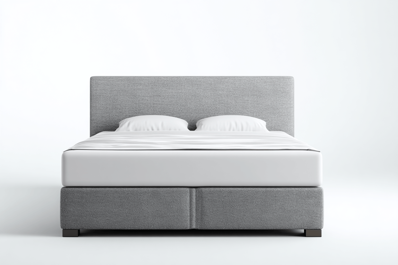Letto boxspring imbottito 160×200 cm – tessuto grigio chiaro – con materasso e cuscini inclusi