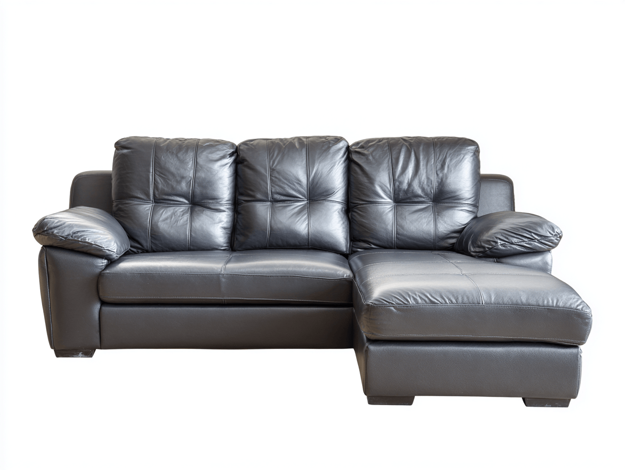 Divano angolare in pelle 279×181 cm – grigio scuro – stile moderno – con chaise longue e cuscini imbottiti-Comfyia