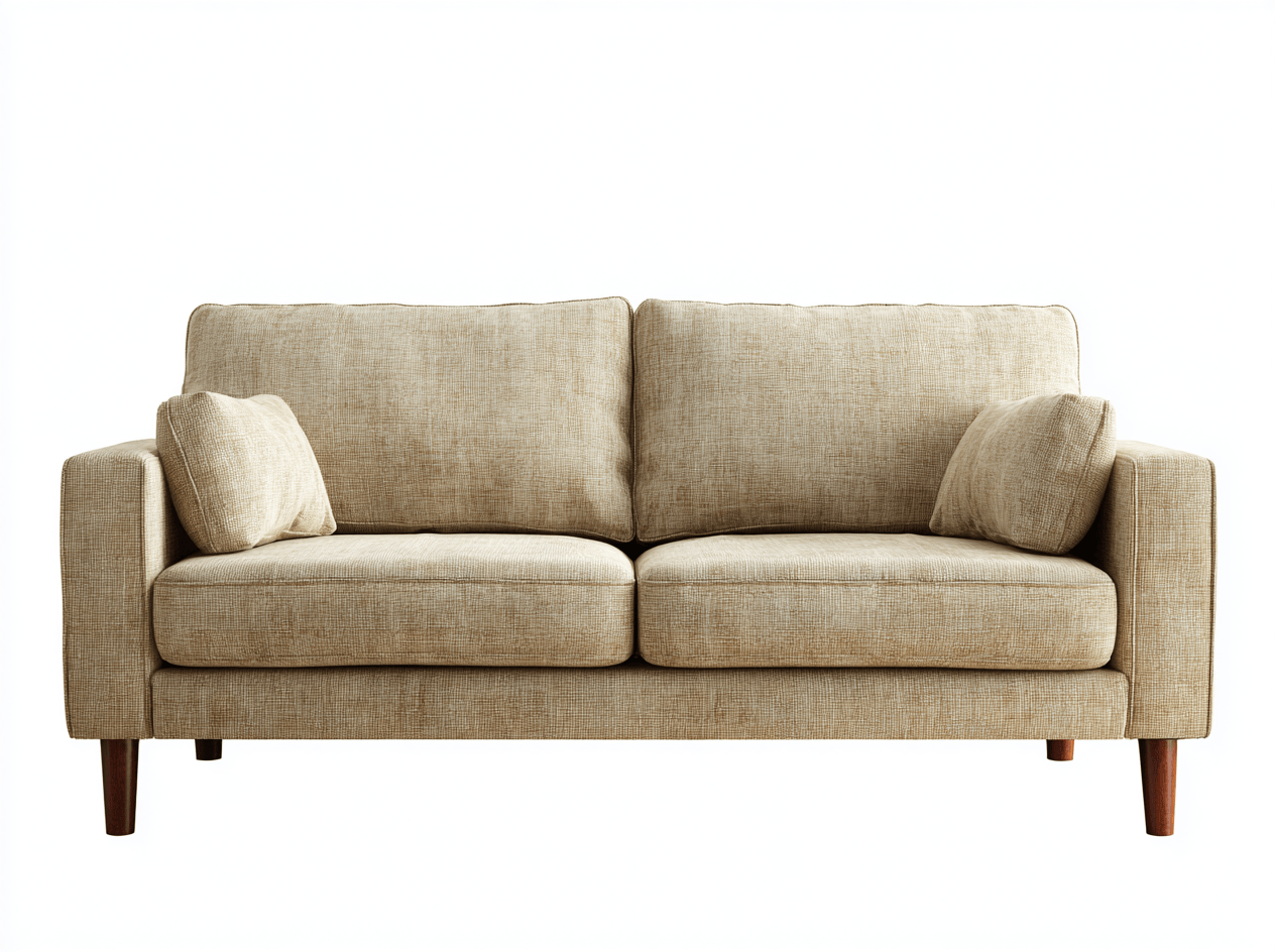 Divano lineare 2 posti tessuto 158×90×85 cm – beige – design moderno compatto con cuscini inclusi