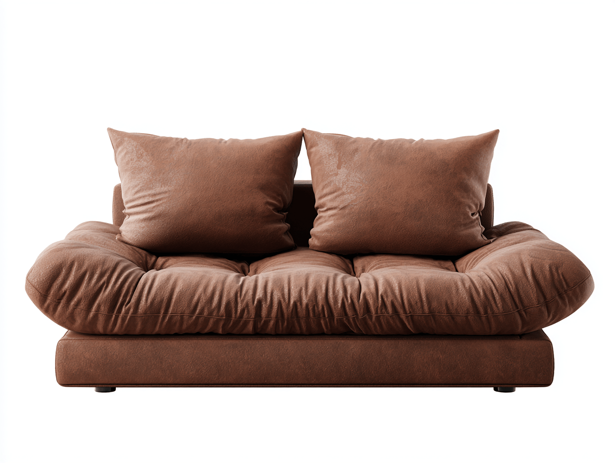 Divano lineare 2 posti in similpelle 158×94×88 cm – marrone – con cuscini grandi