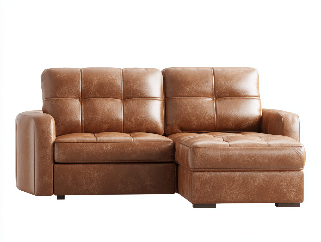 Divano angolare in pelle 200×150×85 cm – marrone – design compatto moderno con chaise longue e braccioli imbottiti-Comfyia