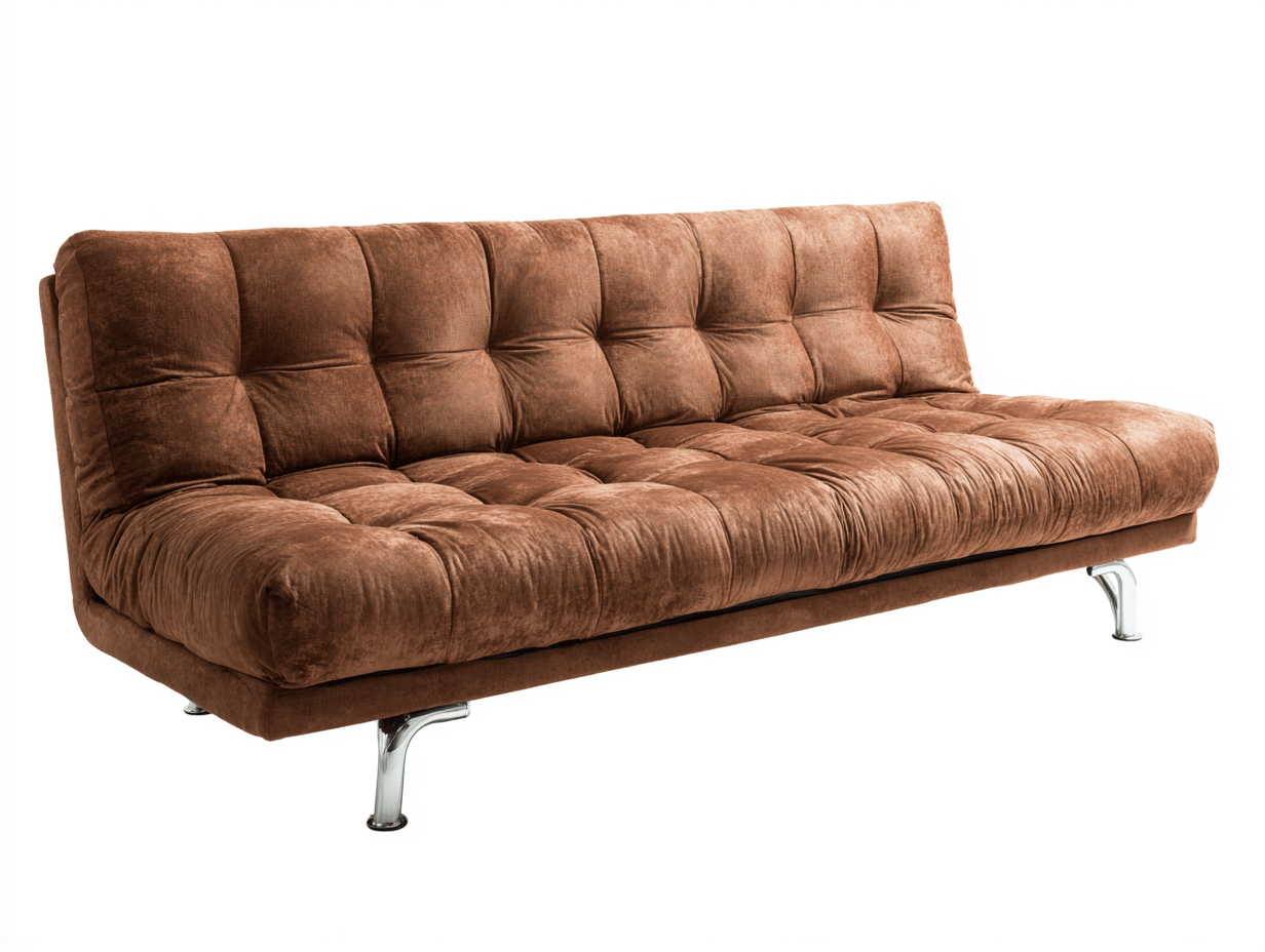 Divano lineare in velluto 192×92×83 cm – marrone – con imbottitura extra