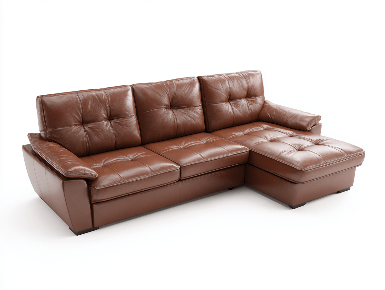 Divano angolare in pelle 268×180×90 cm – marrone – con chaise longue e lavorazione capitonné