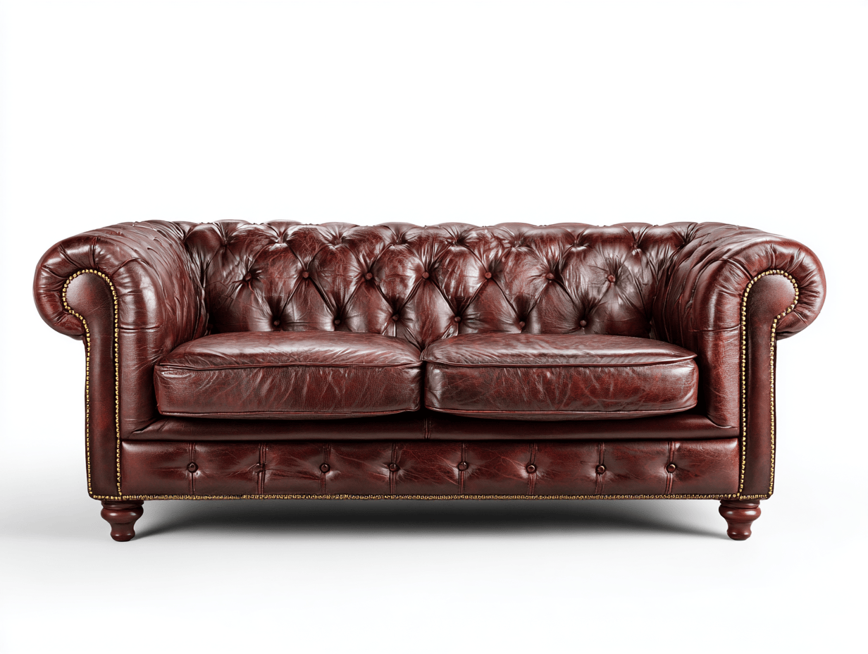 Divano lineare 2 posti in pelle 165×90×78 cm – rosso scuro – stile Chesterfield