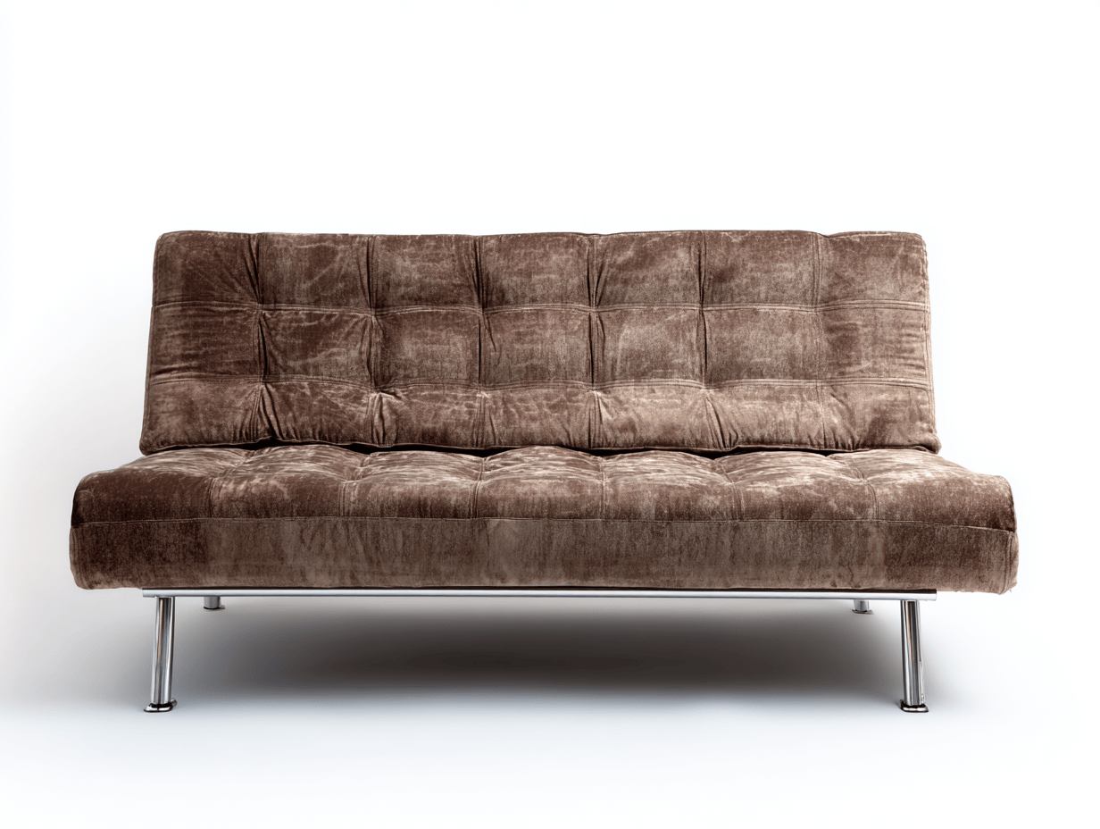 Divano lineare in velluto 190×90×82 cm – marrone – struttura in metallo