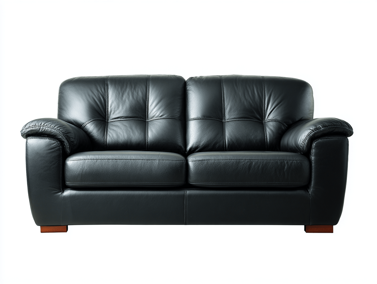 Divano lineare 2 posti in pelle 170×92 cm – nero – stile classico con braccioli imbottiti