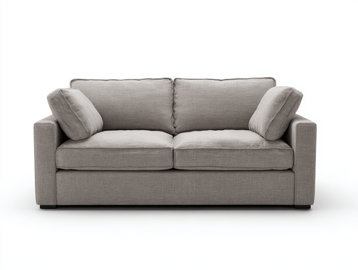 Divano lineare 2 posti tessuto grigio 162×88×85 cm - stile moderno con cuscini laterali