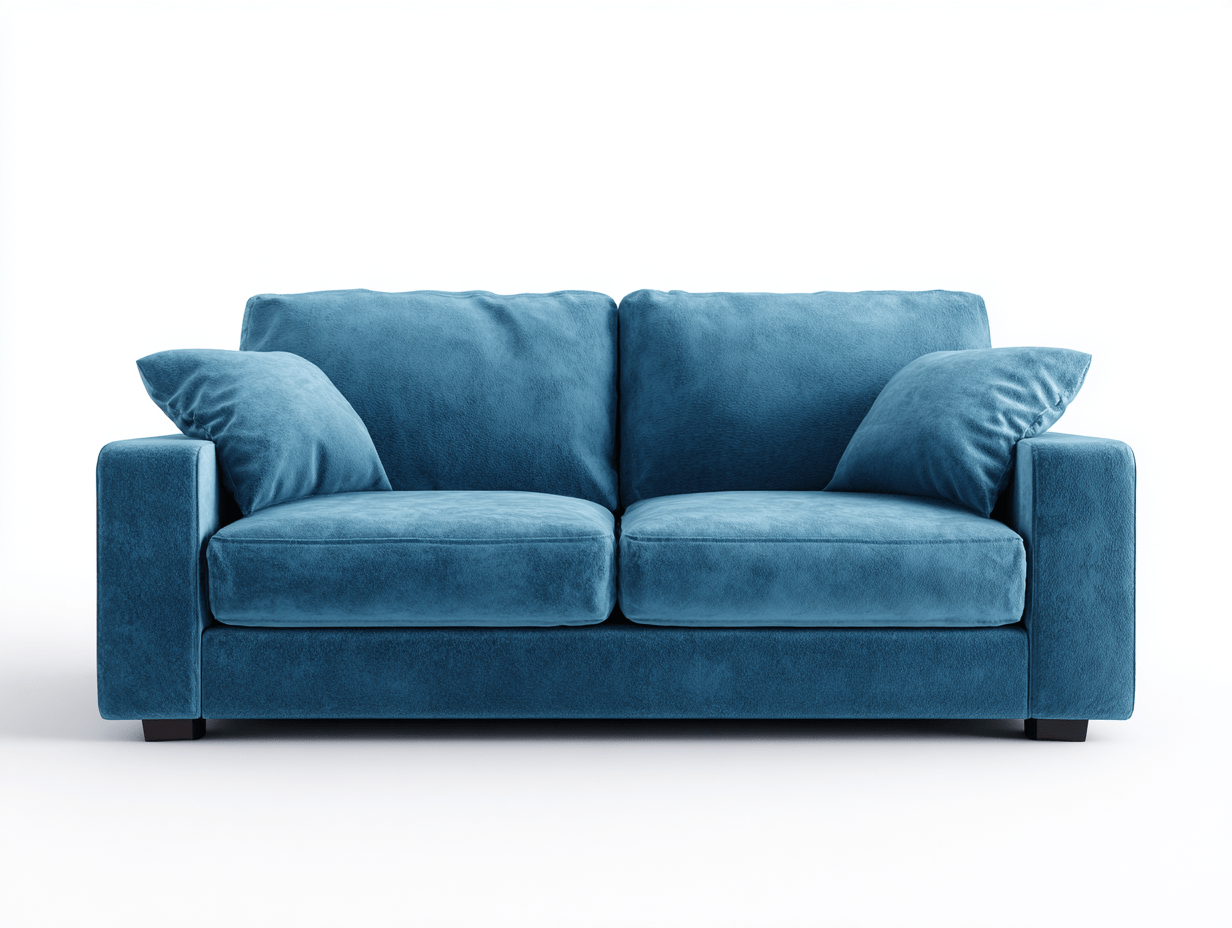 Divano lineare 2 posti tessuto 155×90×85 cm – blu scuro – design moderno con cuscini inclusi