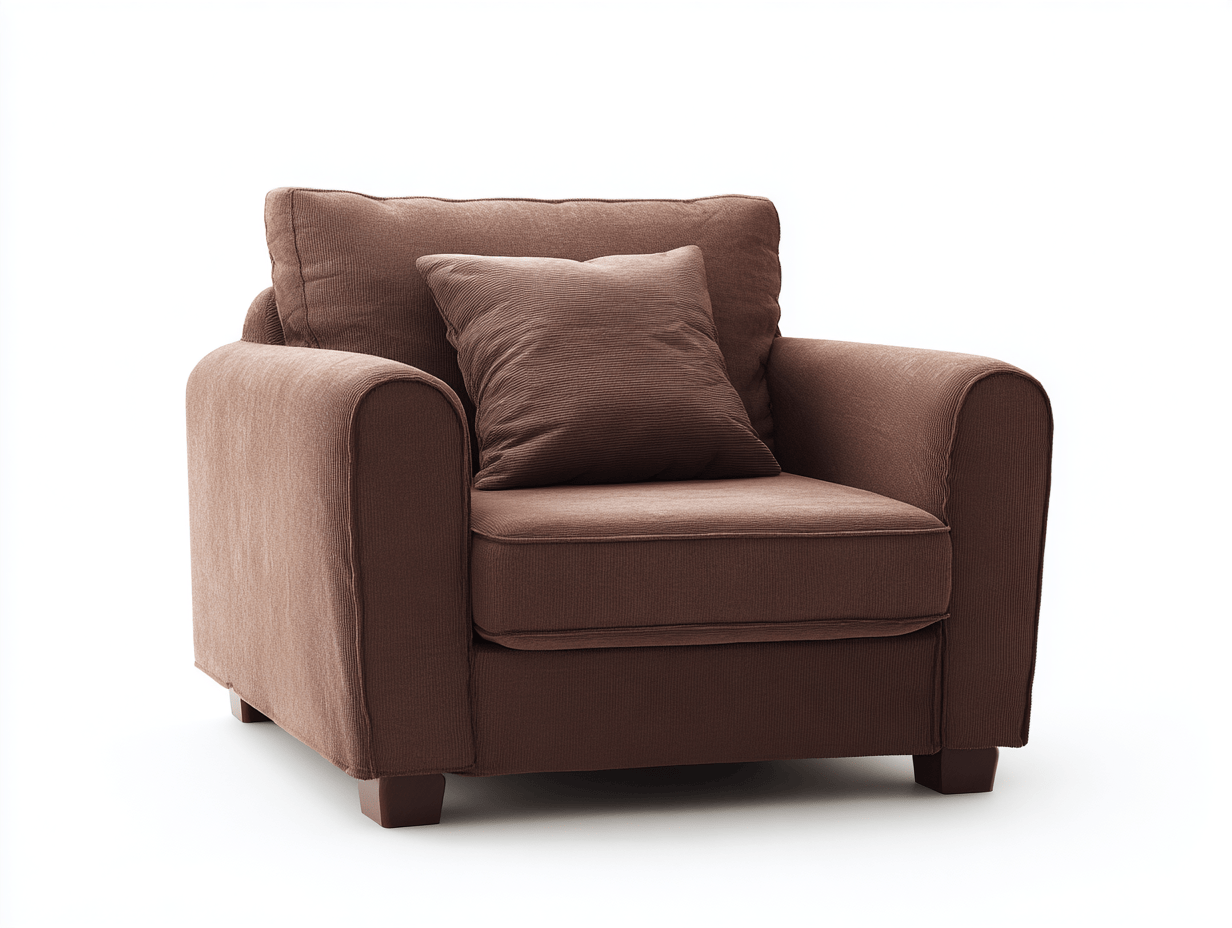 Poltrona con copertura in tessuto marrone 85×85×85 cm – marrone – con cuscino e gambe in legno