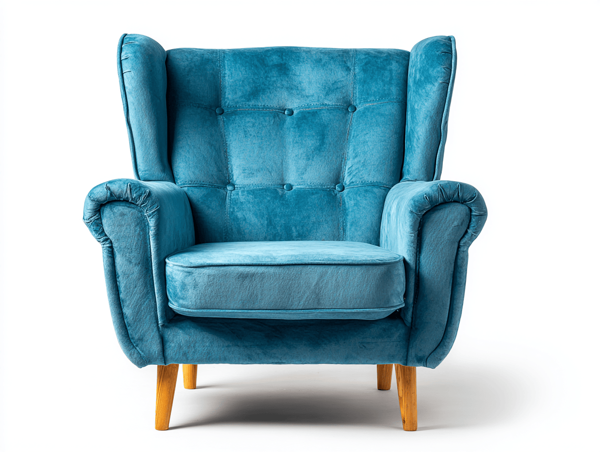 Poltrona in velluto – 90×85×106 cm – blu – design moderno con schienale alto e gambe in legno