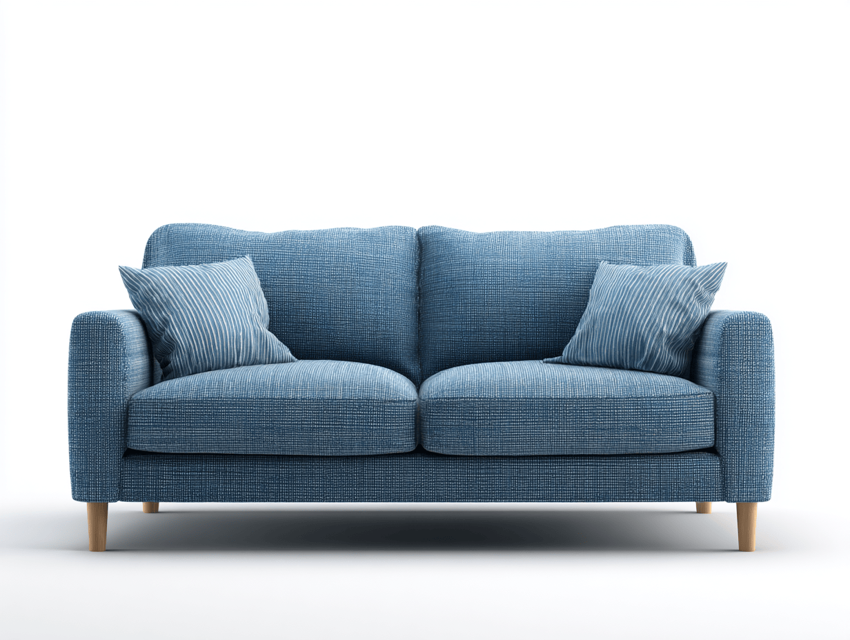 Divano lineare 2 posti tessuto 155×90×84 cm – blu – design moderno con cuscini decorativi