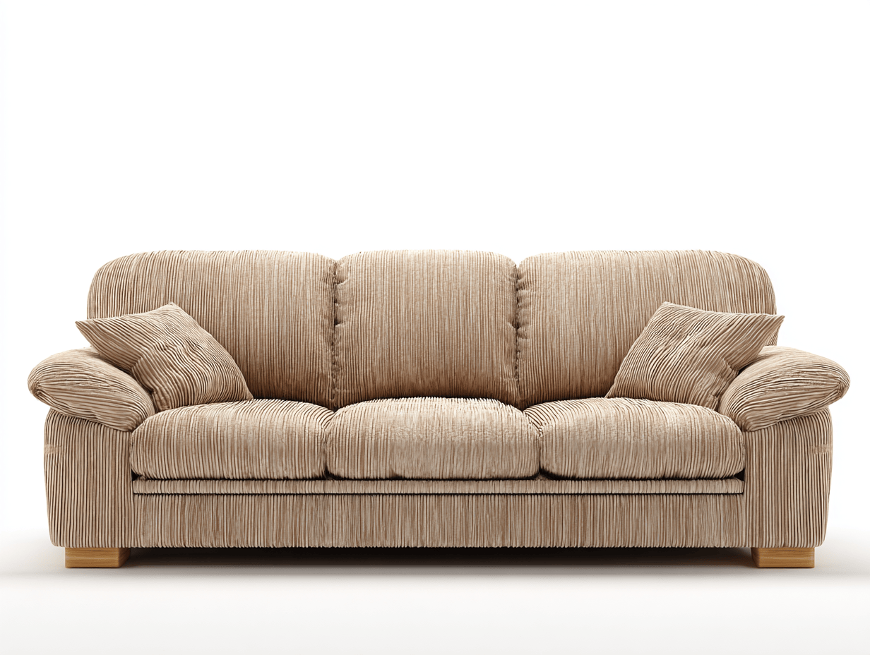 Divano lineare 3 posti velluto a coste 210×96×90 cm – beige – design accogliente con cuscini inclusi