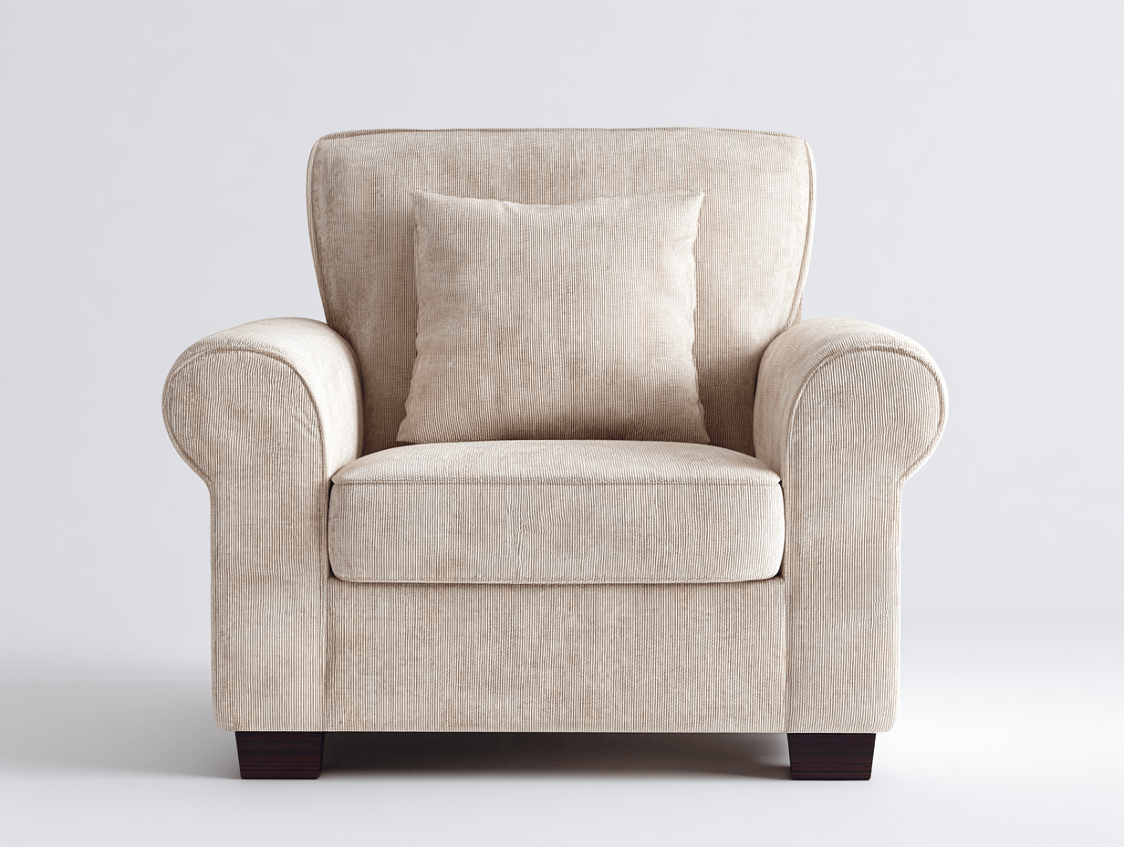 Poltrona in tessuto con cuscino – 93×89×101 cm – beige chiaro – design classico con braccioli arrotondati-Comfyia