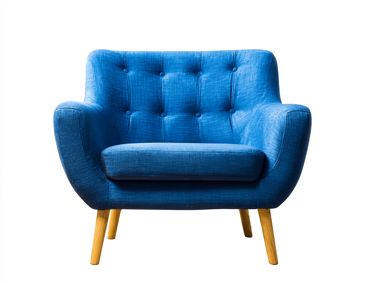 Poltrona in tessuto – 86×82×95 cm – blu – stile moderno trapuntato con gambe in legno