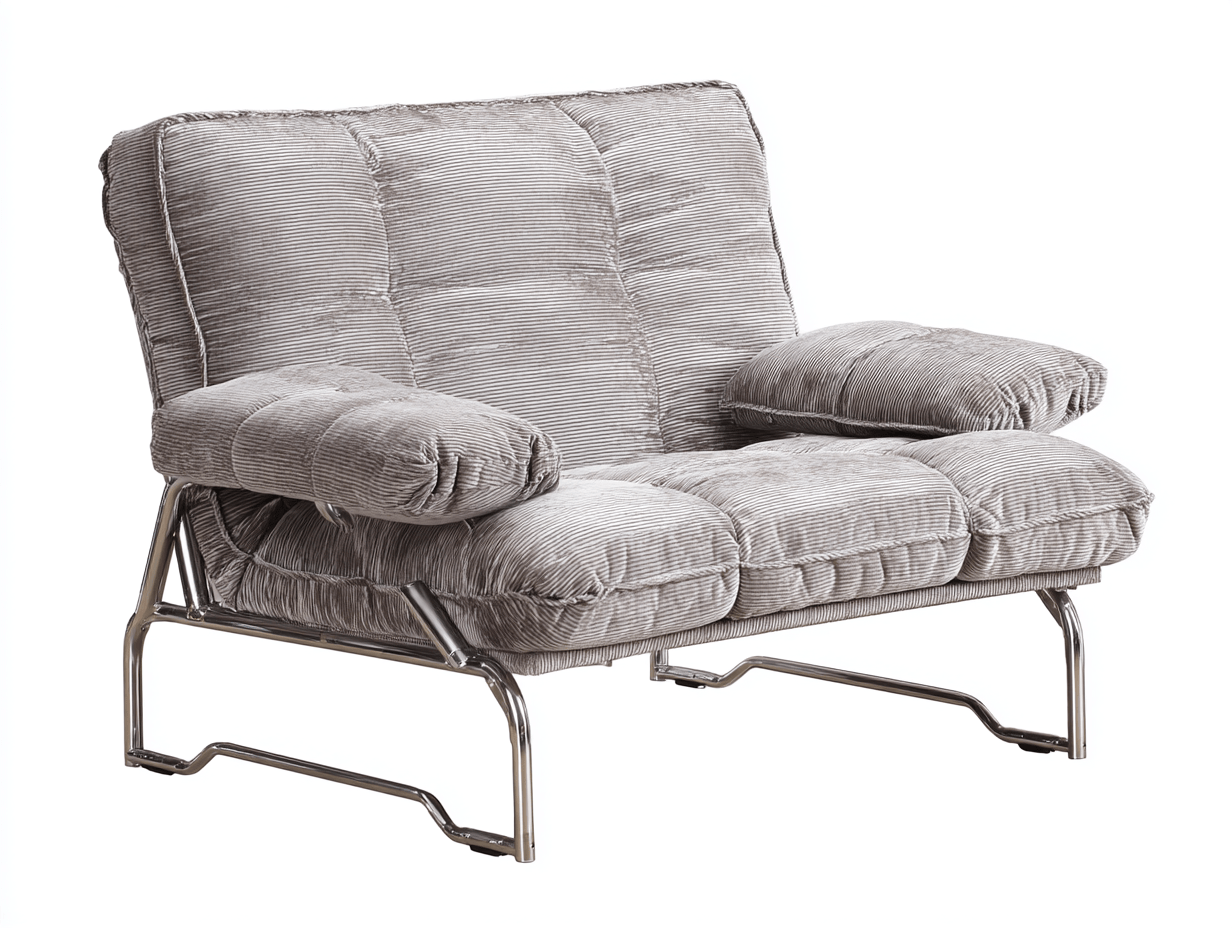 Poltrona rivestita in tessuto 94×90×96 cm – grigio – con braccioli imbottiti e struttura in metallo