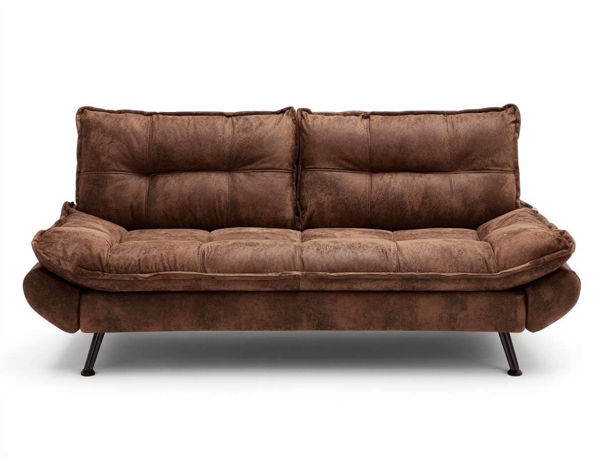 Divano lineare in tessuto marrone – 185×88×90 cm  – design robusto moderno