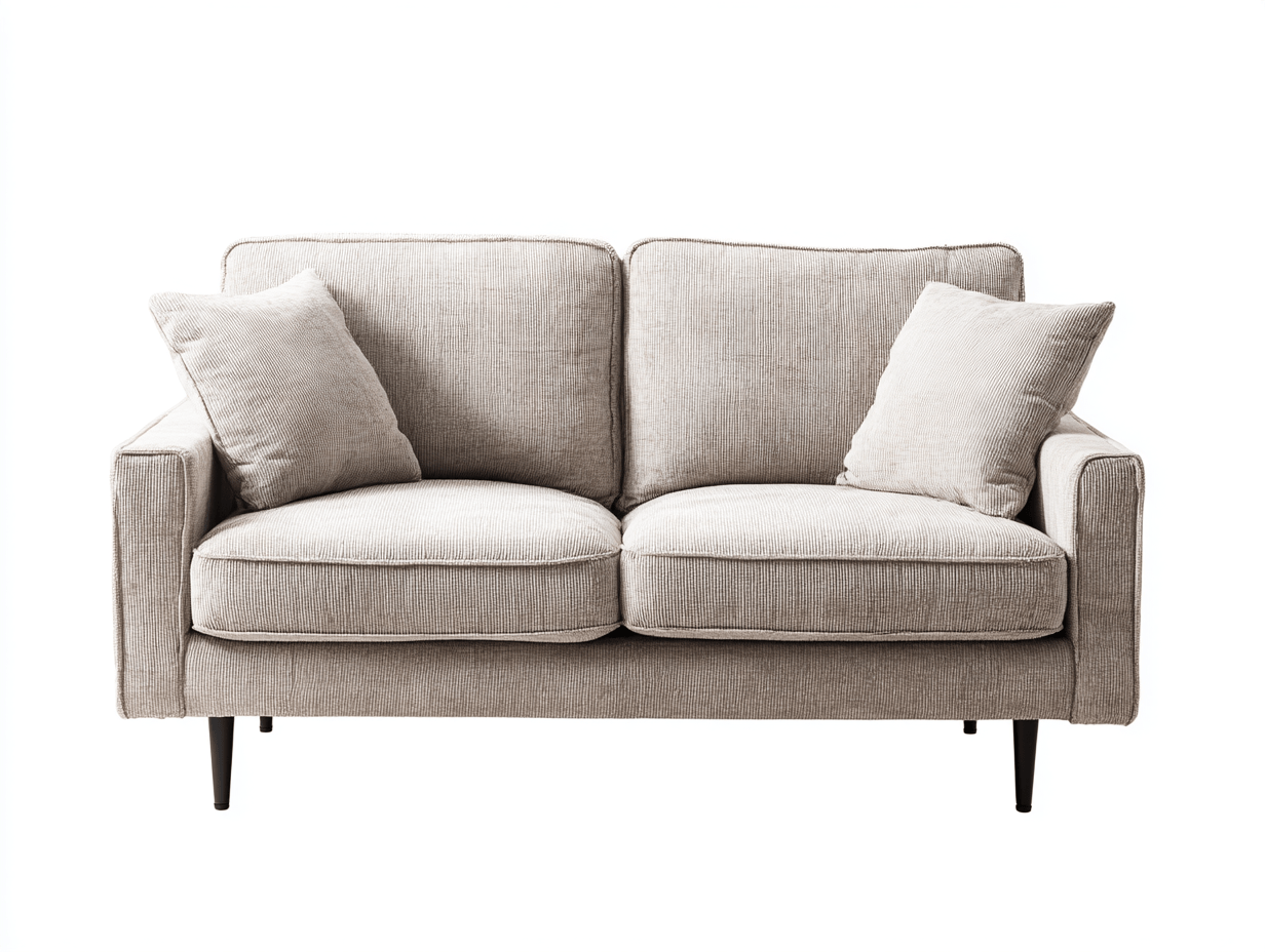 Divano lineare 2 posti tessuto 150×88×84 cm – beige chiaro – design compatto con cuscini inclusi