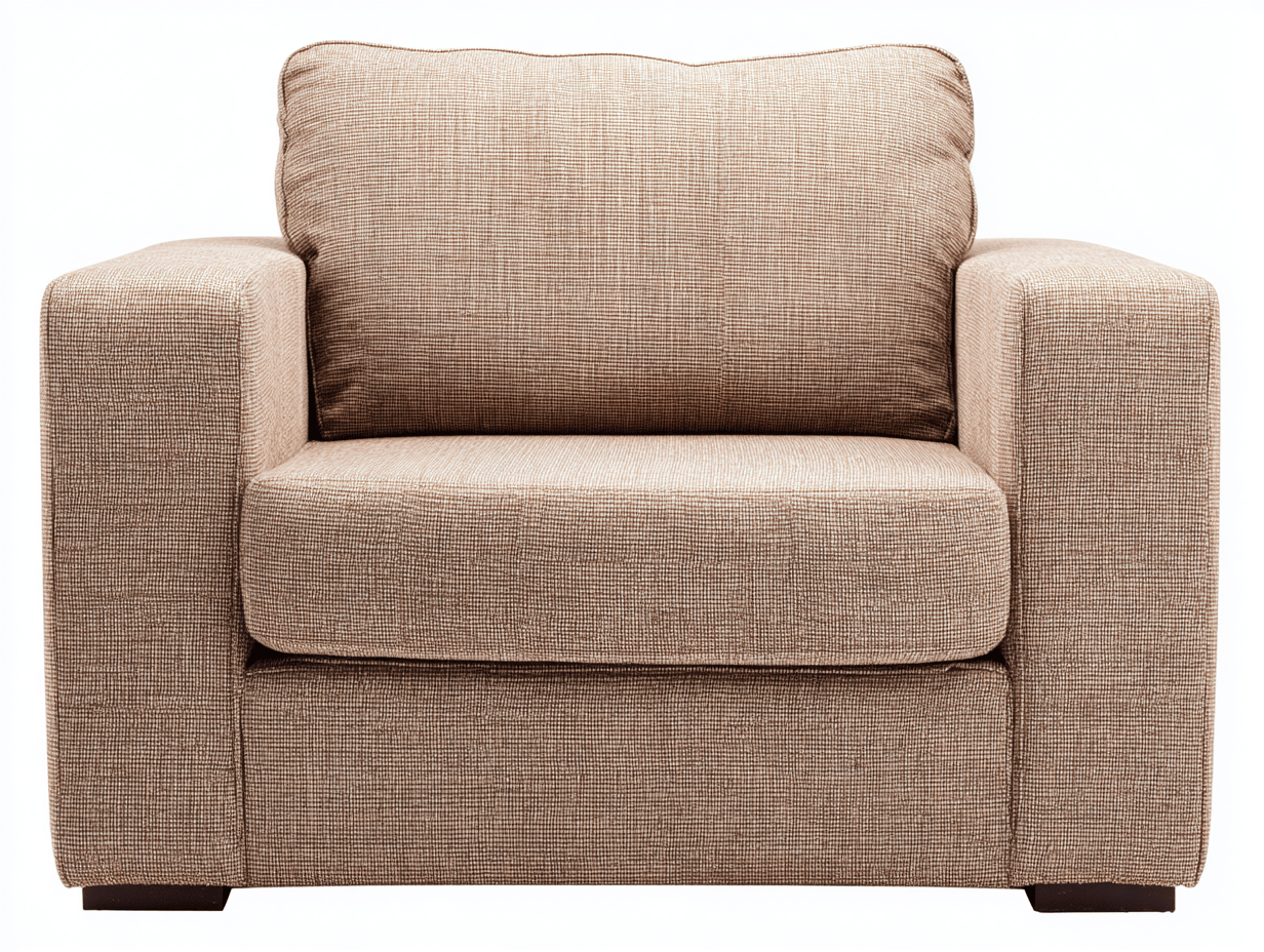 Poltrona in tessuto – 97×95×105 cm – marrone chiaro – design moderno con braccioli squadrati