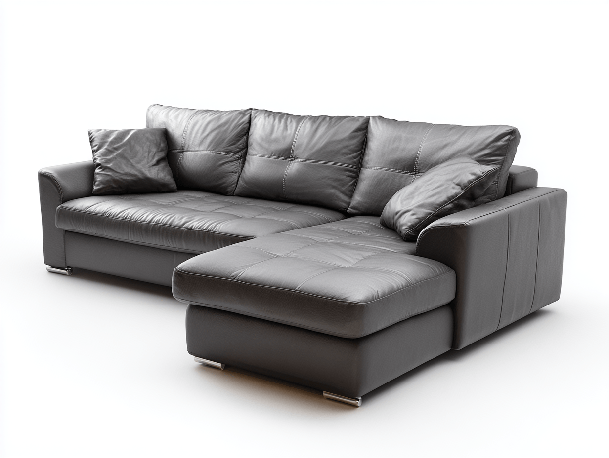 Divano angolare in pelle 230×160×86 cm – grigio scuro – stile moderno con chaise longue e piedini in metallo-Comfyia