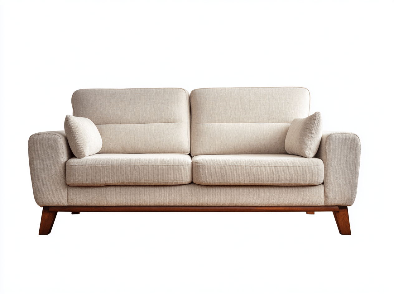 Divano lineare 2 posti tessuto beige 165×87×85 cm - stile moderno con cuscini laterali