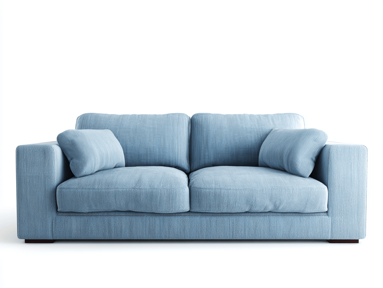 Divano lineare 2 posti tessuto 155×90×85 cm – blu chiaro – design moderno con cuscini inclusi