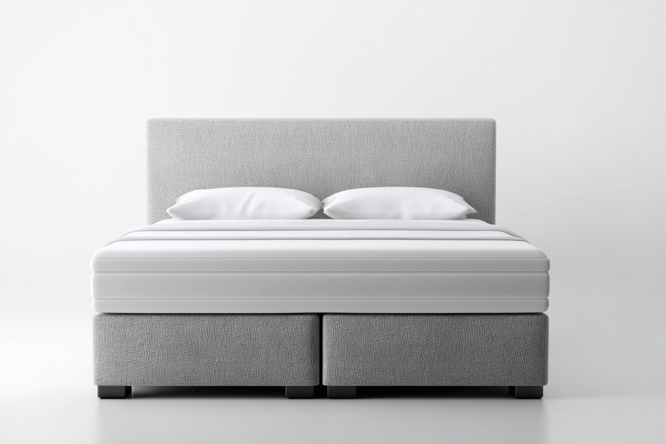 Letto boxspring imbottito 160×200 cm – tessuto grigio chiaro – con materasso e cuscini inclusi