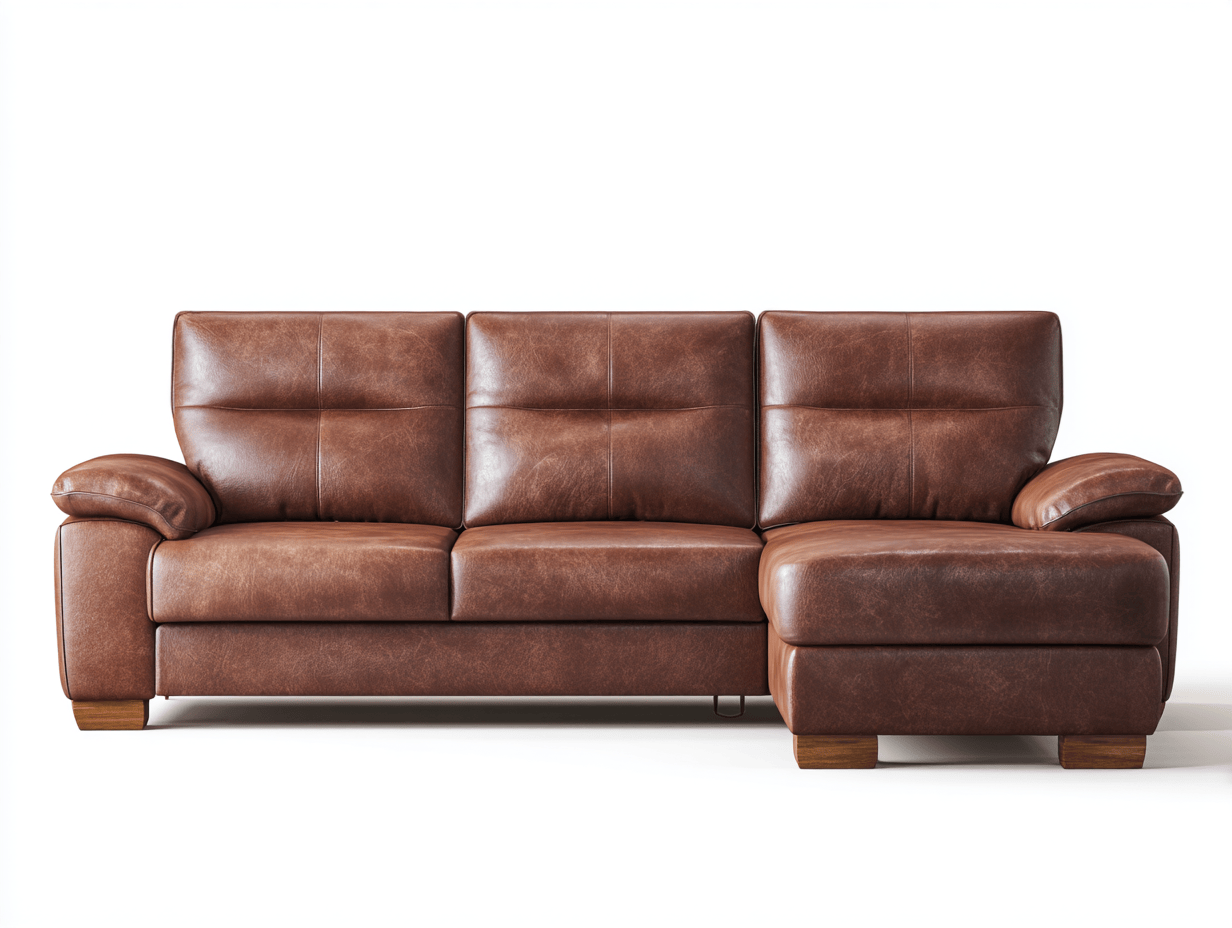 Divano angolare in pelle 270×185×91 cm – marrone – con chaise longue e design lineare moderno