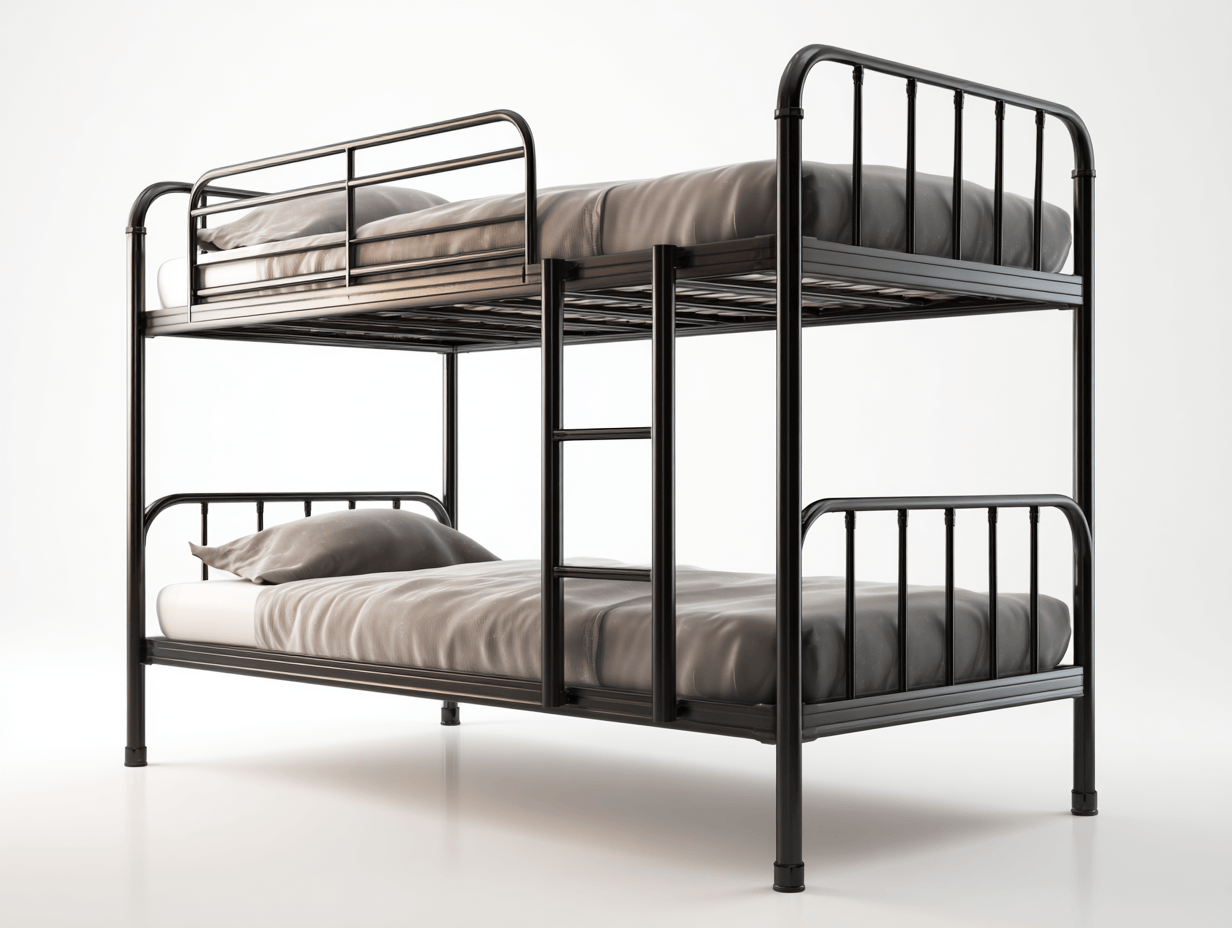 Letto a castello – metallo nero – 90×200 cm – scala verticale e materassi