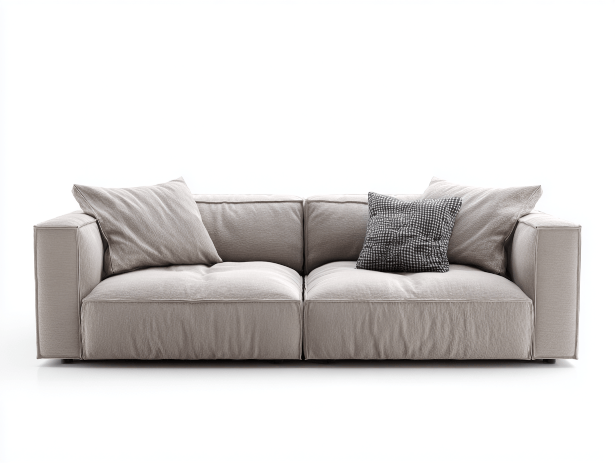 Divano lineare 2 posti in tessuto 170×92 cm – grigio chiaro – stile moderno con cuscini