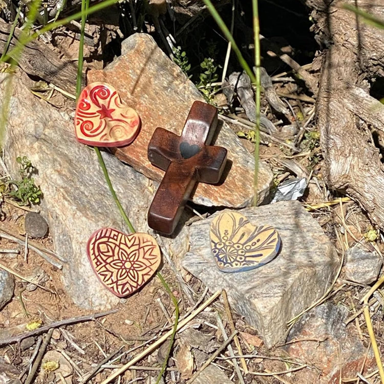 (🌲Early Christmas Sale- 49% OFF) ✝️100% Handmade Wooden Cross My Heart With A Keychain