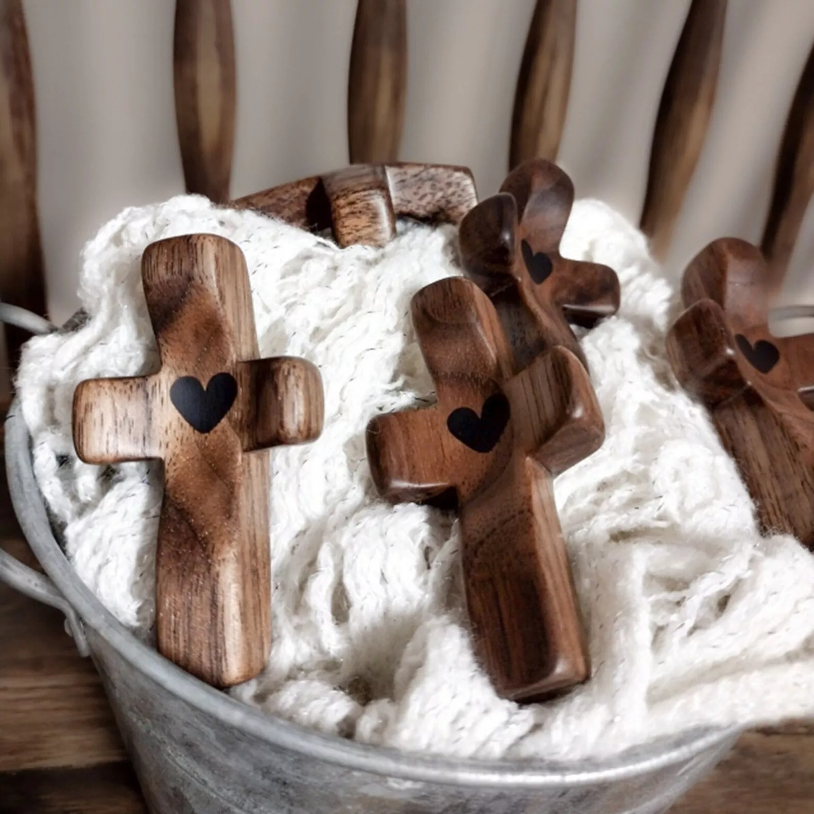(🌲Early Christmas Sale- 49% OFF) ✝️100% Handmade Wooden Cross My Heart With A Keychain