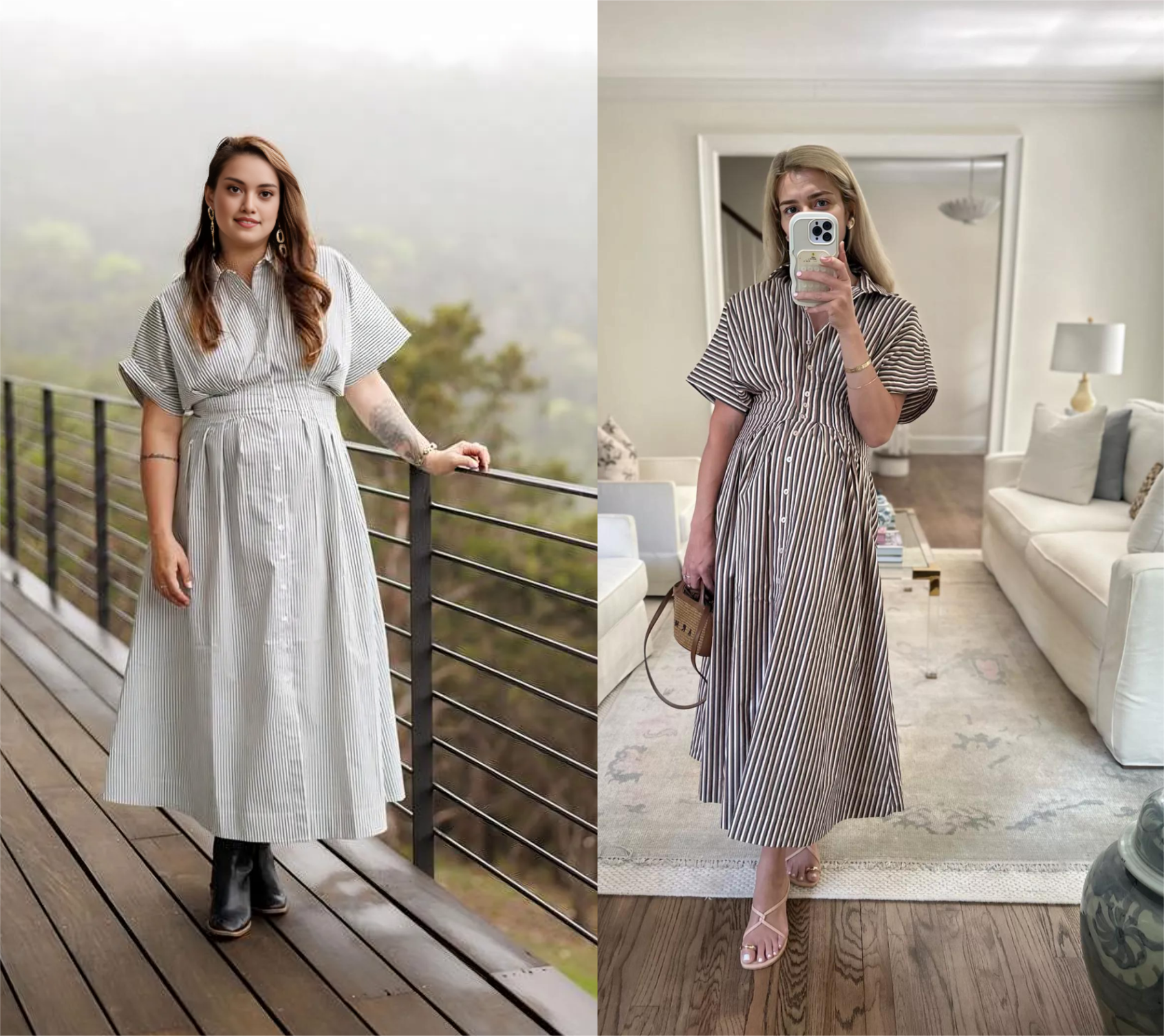 Striped Button Shirt Dress (Buy 2 Free Shipping)