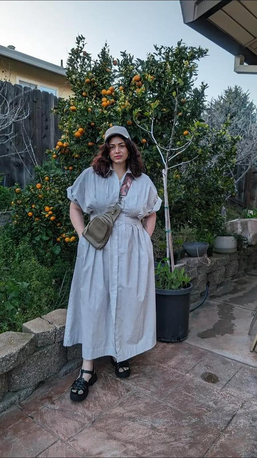 Striped Button Shirt Dress (Buy 2 Free Shipping)