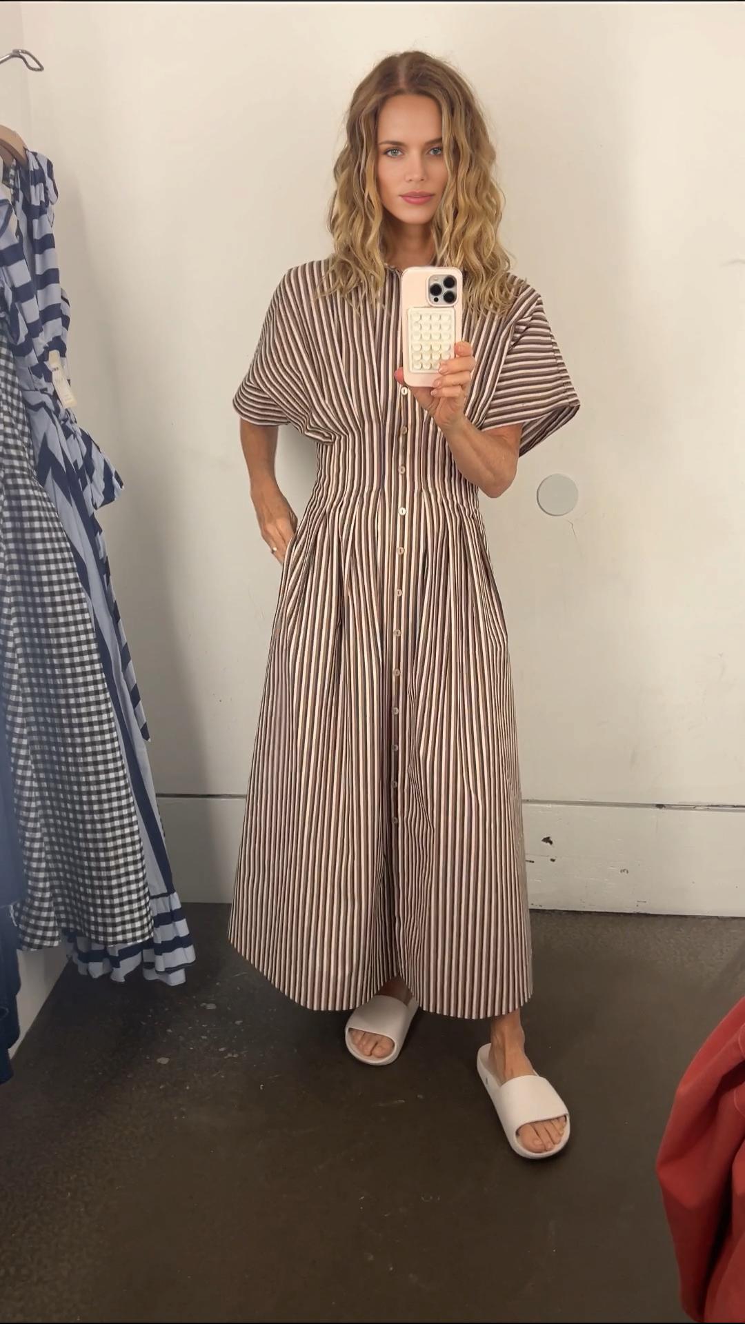 Striped Button Shirt Dress (Buy 2 Free Shipping)