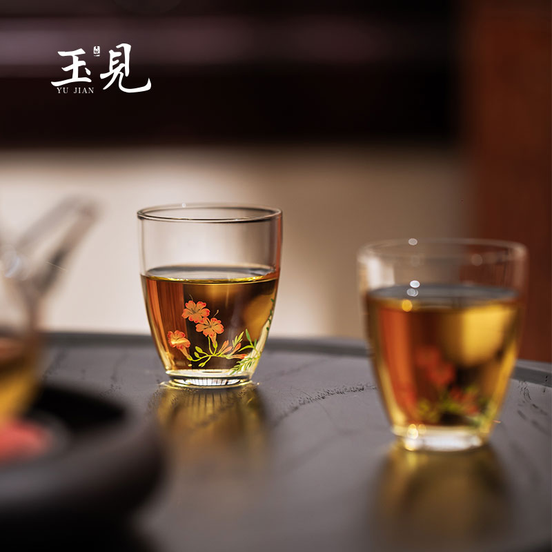 Hand-Painted Glass Teacups Set of 2 – 60ml Collectible Borosilicate Teaware