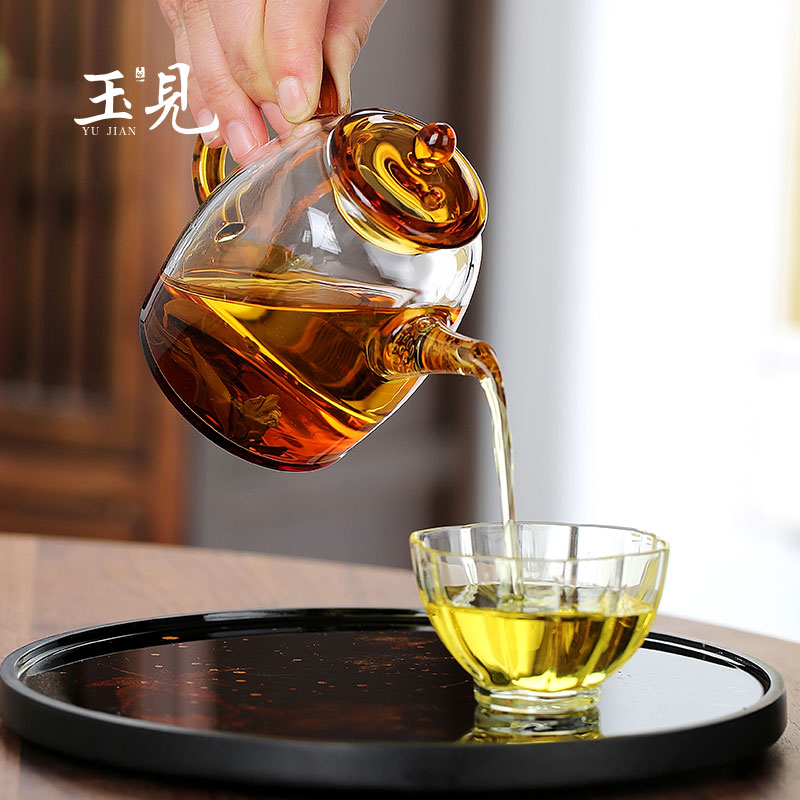 Borosilicate Glass Teapot with Jade Texture Handle & Lid – 240ml