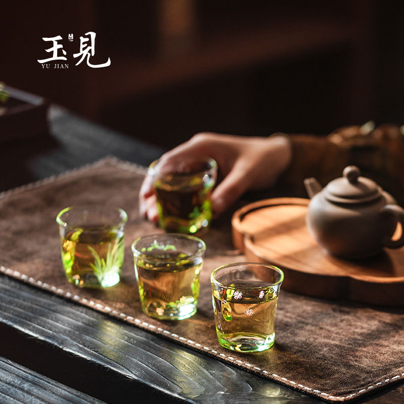 Hand-Painted 50ml Glass Tea Cup Set – 4pcs