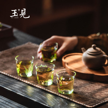 Hand-Painted 50ml Glass Tea Cup Set – 4pcs