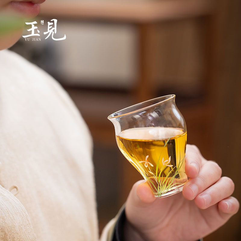 Hand-Painted Glass Tea Cups 2pcs 70ml | Lotus, Sakura, Orchid