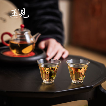 Hand-Painted 50ml Tea Cups 2pcs | Lychee, Cherry, Lotus Fish