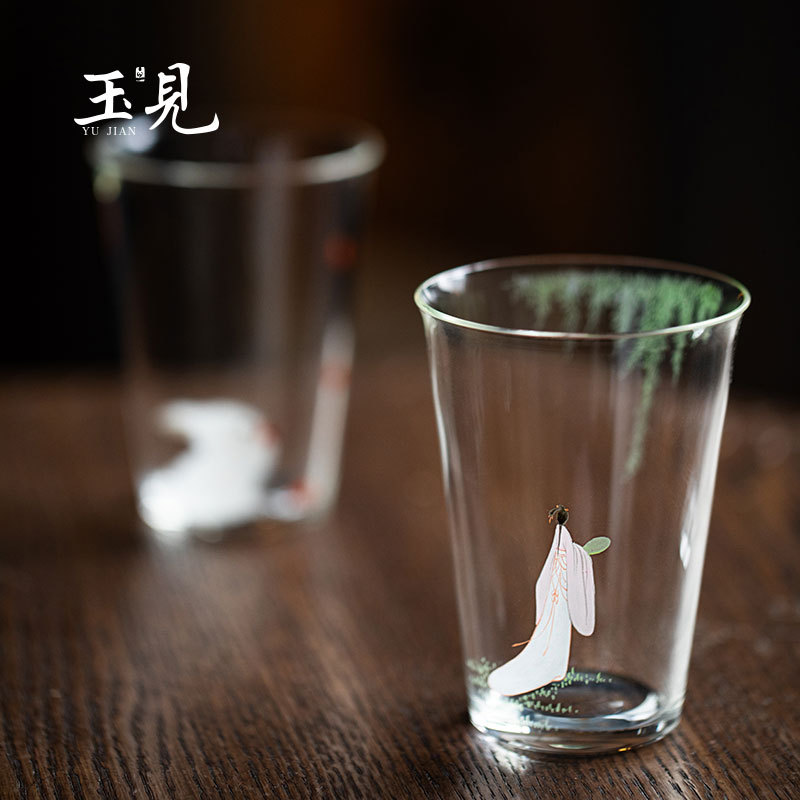 Hand-Painted 180ml Glass Tumbler | Cherry, Peach, Rabbit, Lady